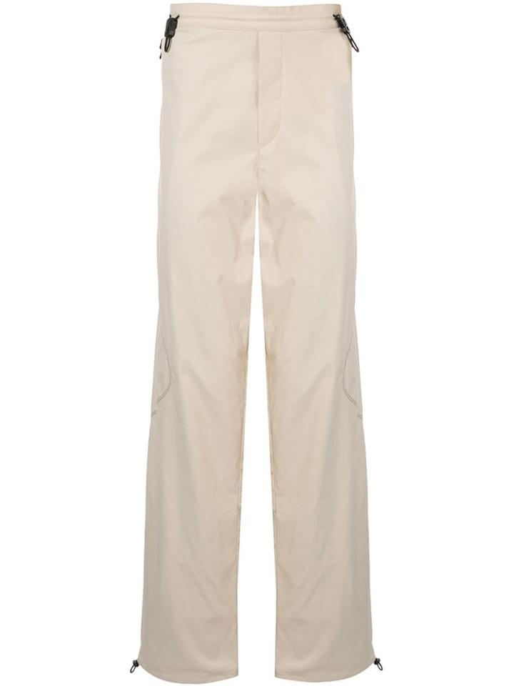 Affix Contrast Stitching Wide-leg Trousers - White
