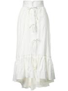 Irene Asymmetric Midi Skirt - White