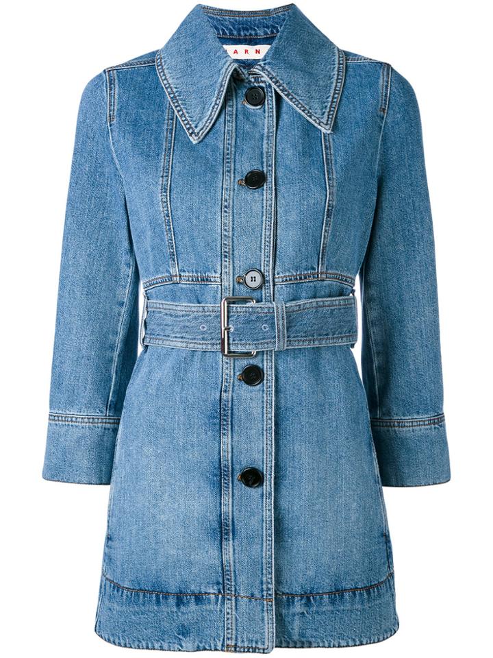 Marni Belted Denim Jacket - Blue
