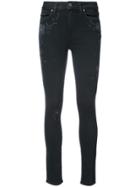 Paige Flower Embellished Skinny Jeans - Black