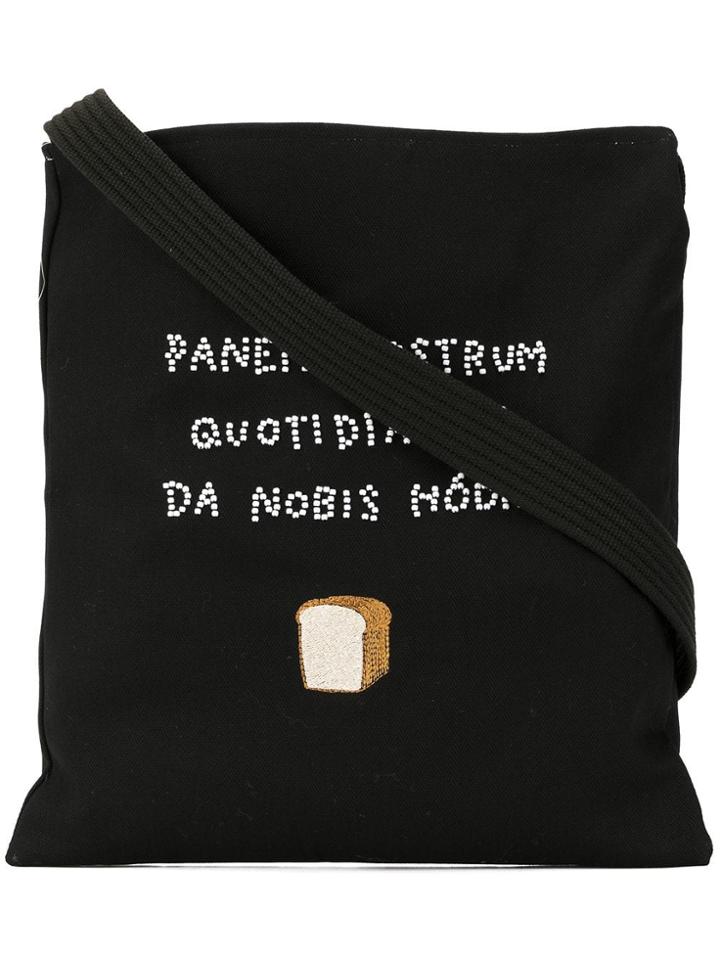 Tu Es Mon Trésor Embroidered Bread Tote Bag - Black