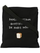 Tu Es Mon Trésor Embroidered Bread Tote Bag - Black