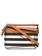 Loewe Puzzle Striped Shoulder Bag - Brown