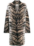 Laneus Oversized Tiger Pattern Coat - Neutrals