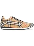 Burberry Vintage Check And Leather Sneakers - Nude & Neutrals