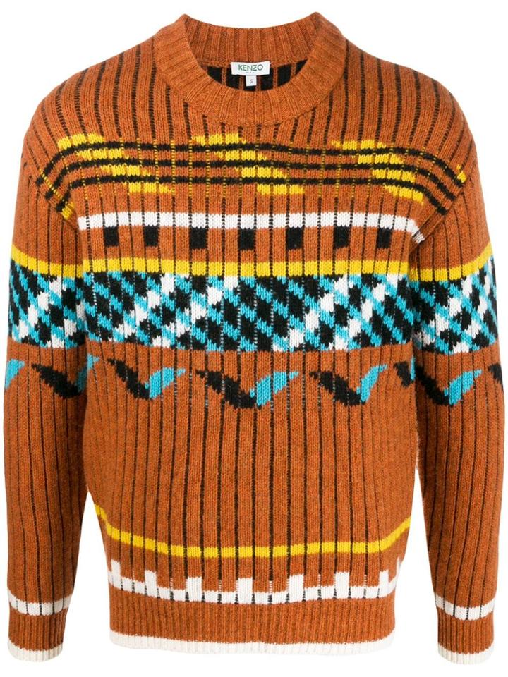 Kenzo Peruvian Rib-knit Jumper - Brown