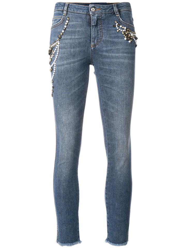 Ermanno Scervino Embroidered Cropped Jeans - Blue