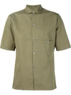 Lemaire Panelled Short Sleeve Shirt, Men's, Size: 52, Brown, Cotton/linen/flax