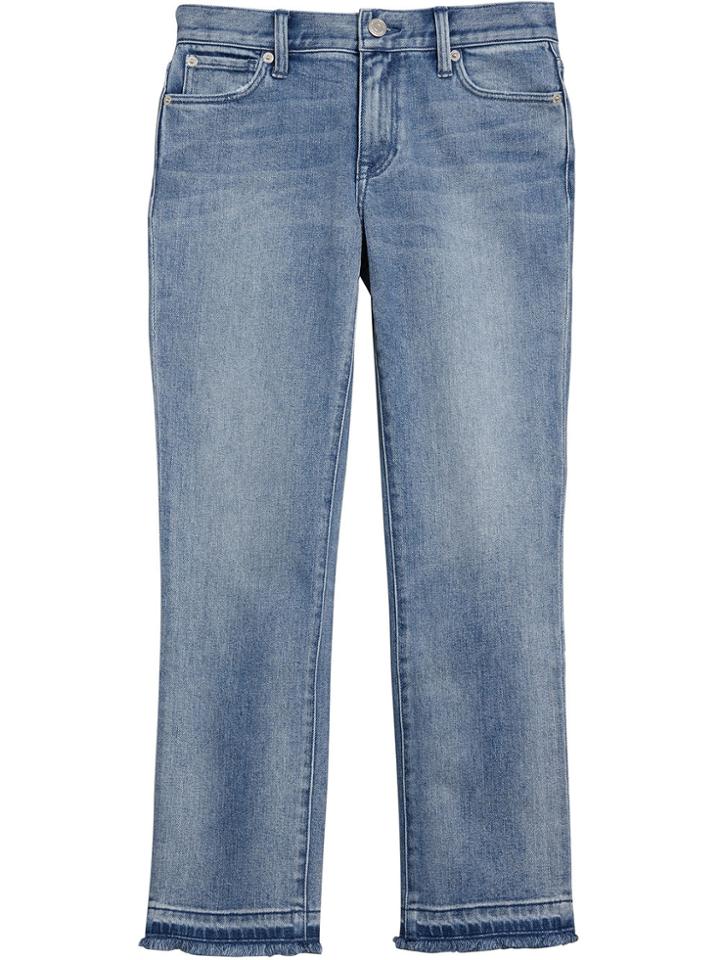Burberry Slim Fit Frayed Cropped Jeans - Blue