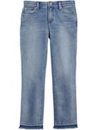 Burberry Slim Fit Frayed Cropped Jeans - Blue