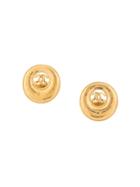 Chanel Vintage Logo Cutout Round Earrings - Metallic