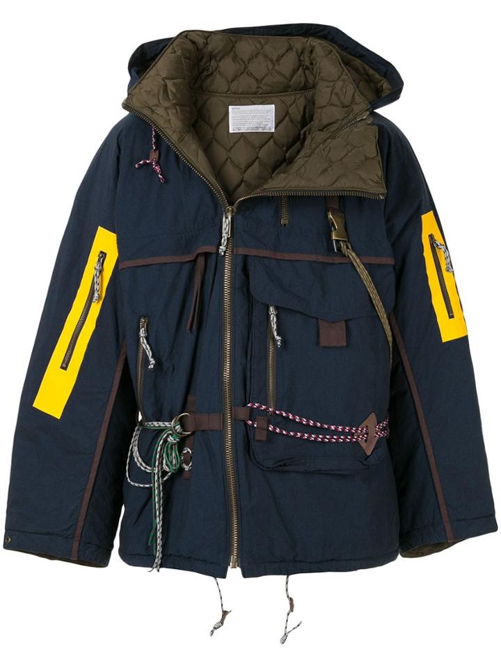Kolor Hooded Padded Jacket - Blue