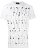Dsquared2 Striped Safety Pin T-shirt, Men's, Size: Xs, White, Cotton