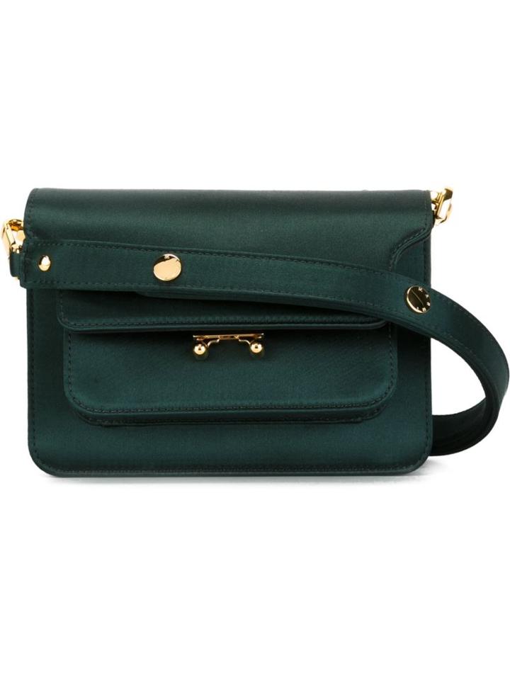 Marni Mini Trunk Shoulder Bag, Women's, Green, Silk Satin