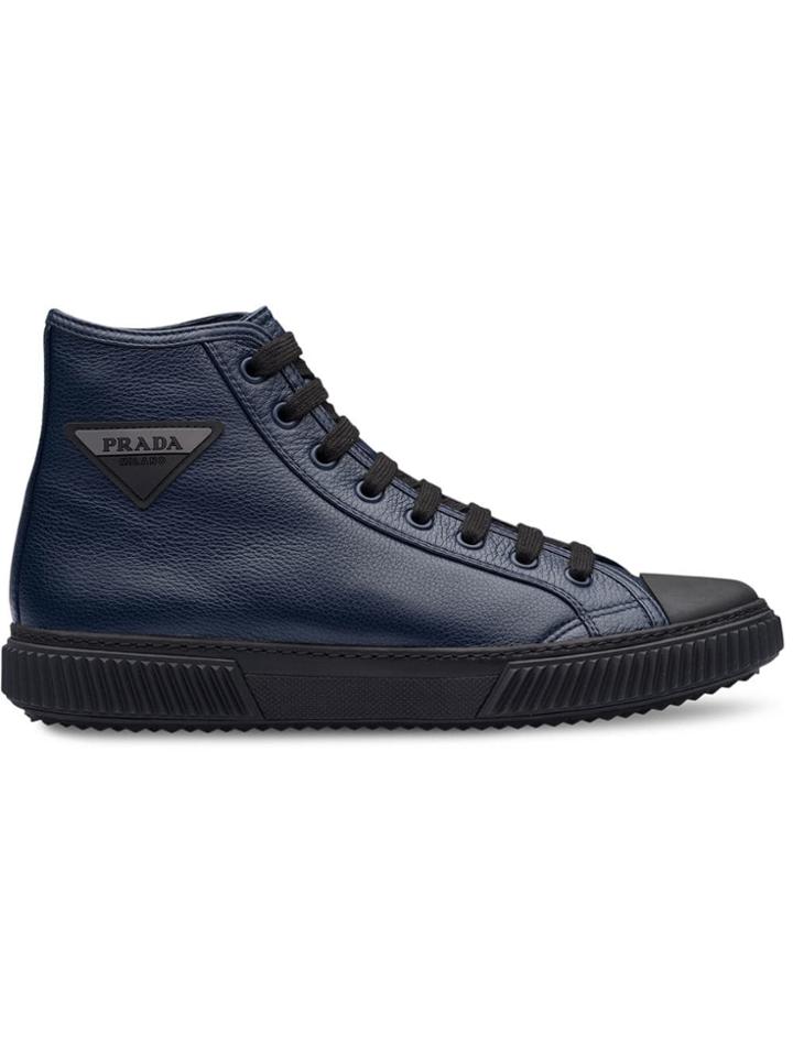 Prada Leather High-top Sneakers - Blue