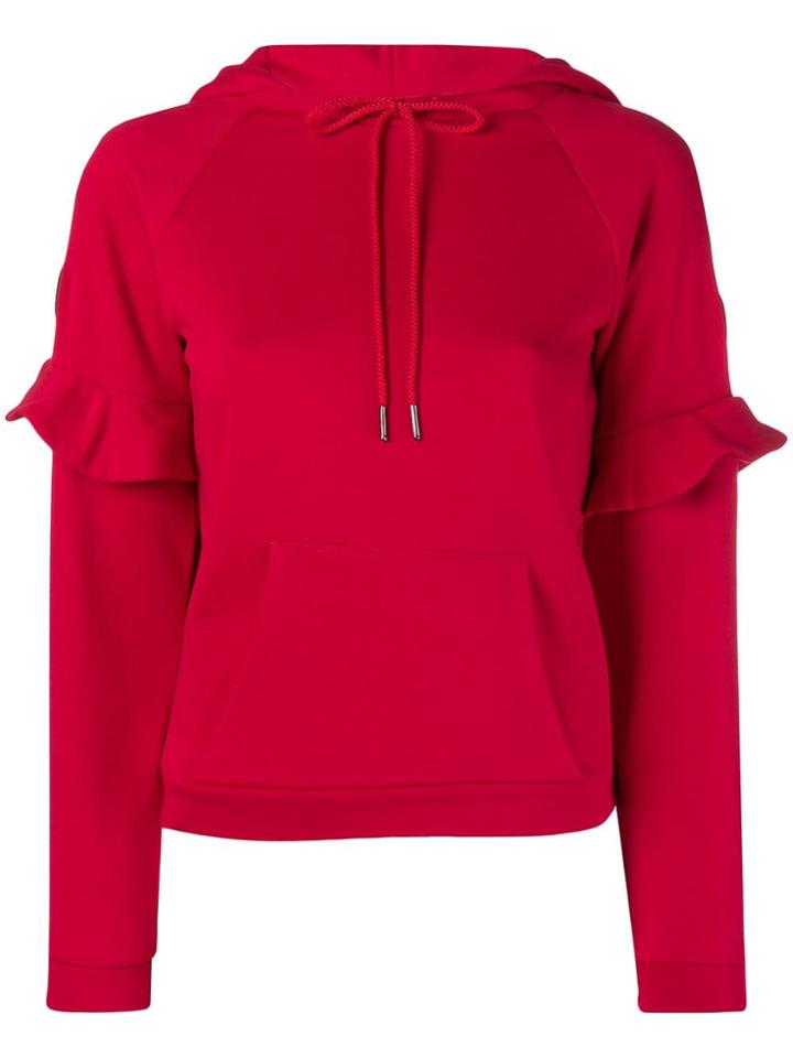 Armani Exchange Ruffled Hoodie - Red