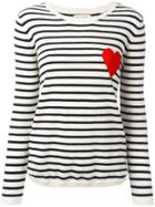 Chinti & Parker Cashmere Breton Stripe Heart Jumper - White