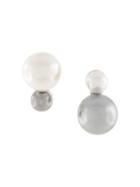 Kenneth Jay Lane Mismatched Pearl Earrings - Silver