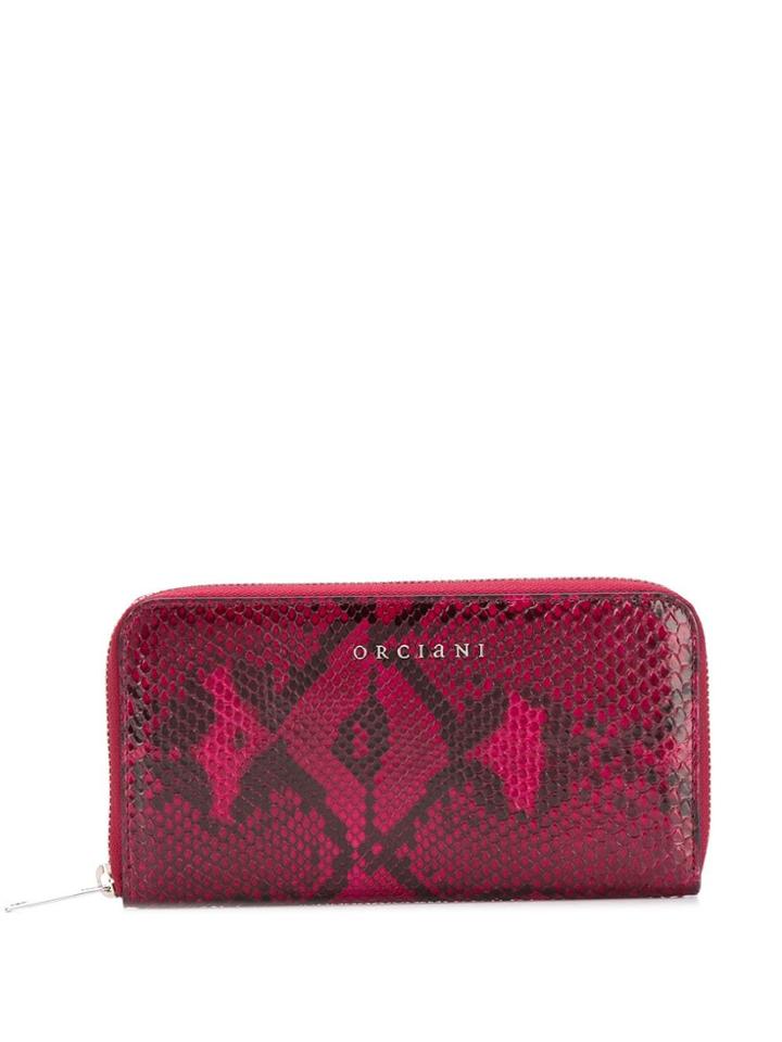 Orciani Python-effect Continental Wallet - Red