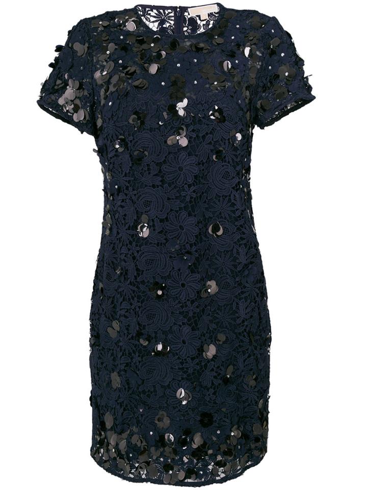 Michael Michael Kors Sequin Applique Lace Shift Dress - Blue