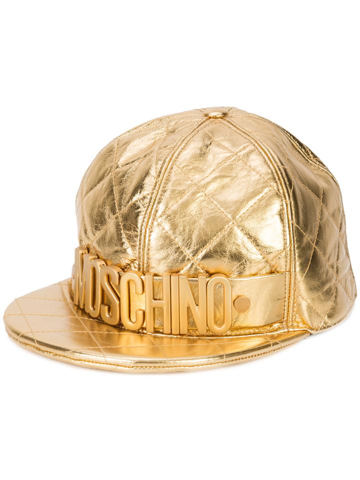 Moschino Logo Quilted Baseball Cap - Metallic