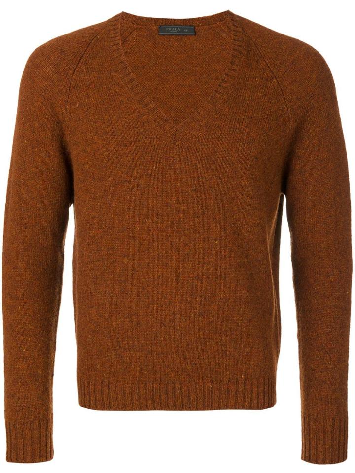 Prada Deep V-neck Slim-fit Jumper - Yellow