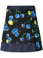 Msgm Cherries Print A-line Skirt, Women's, Size: 44, Black, Cotton