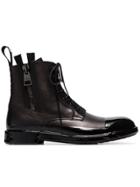 Dolce & Gabbana Black Lace-up Chunky Leather Boots