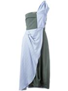 J.w.anderson Striped Asymmetric Dress, Women's, Size: 8, Blue, Viscose/silk/acetate