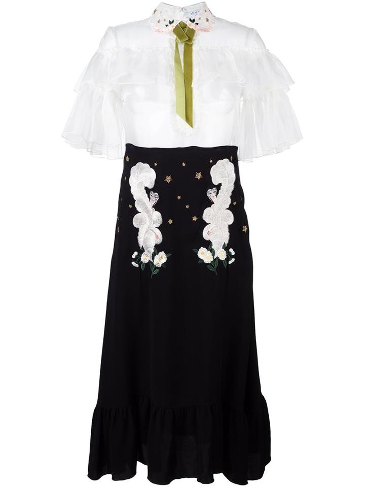 Vivetta 'liko' Embroidered Shirt Dress, Women's, Size: 42, Black, Silk/viscose