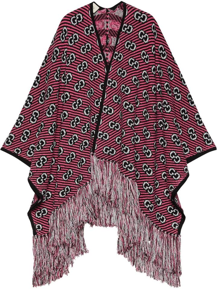 Gucci Gg Jacquard Poncho - Pink