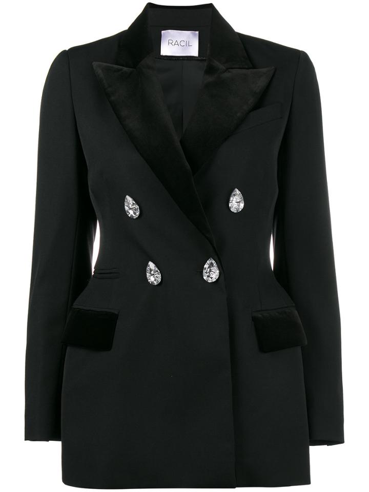 Racil Oxford Double-breasted Blazer - Black