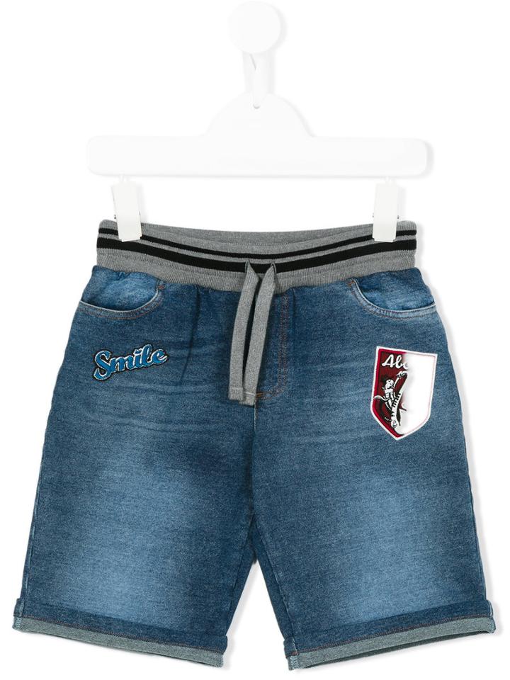 Dolce & Gabbana Kids Jazz Club Patch Denim Shorts, Toddler Boy's, Size: 4 Yrs, Blue