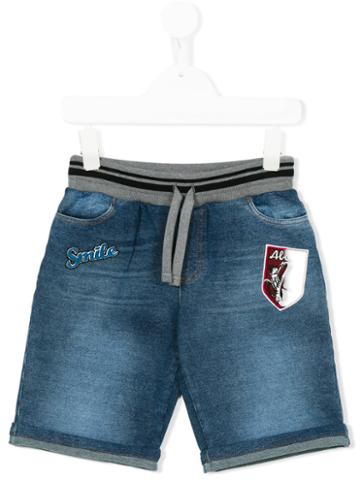 Dolce & Gabbana Kids Jazz Club Patch Denim Shorts, Toddler Boy's, Size: 4 Yrs, Blue