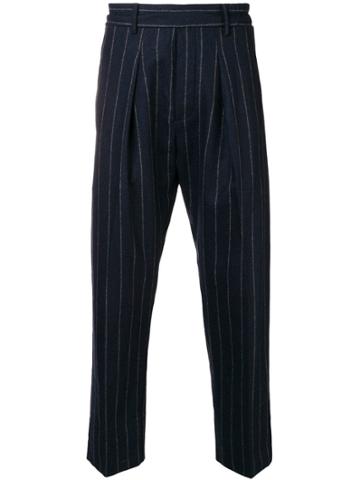 Costumein Striped Woolen Trousers - Blue