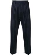 Costumein Striped Woolen Trousers - Blue