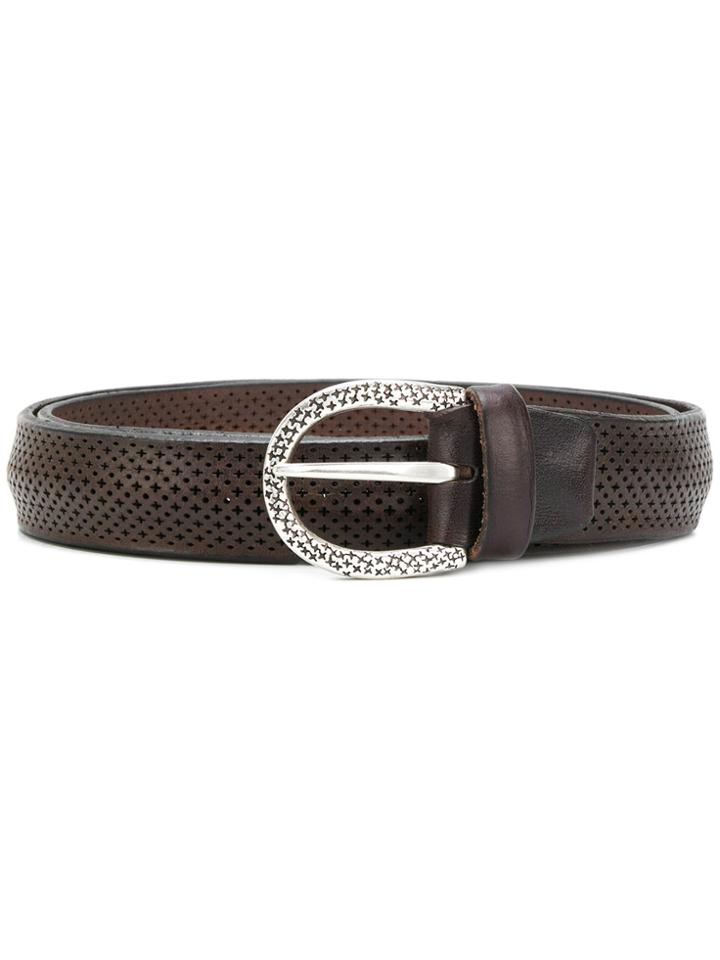 Italian Belts Eyelet Detail Belt - Brown