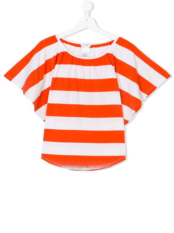 Liu Jo Kids Teen Striped Wide Sleeve T-shirt - Yellow & Orange