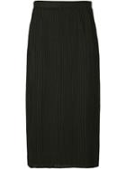 Julien David - Embroidered Ribbed Skirt - Women - Silk/cotton/polyester/rayon - S, Black, Silk/cotton/polyester/rayon