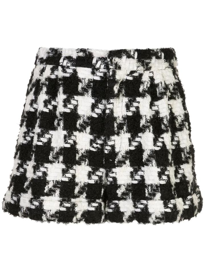 Alice+olivia Houndstooth Pattern Shorts - Black