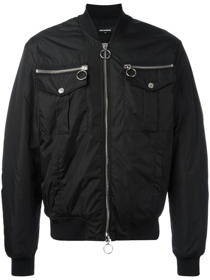 Dsquared2 - Bomber Jacket - Men - Polyamide/polyester/polyurethane/viscose - 50, Black, Polyamide/polyester/polyurethane/viscose