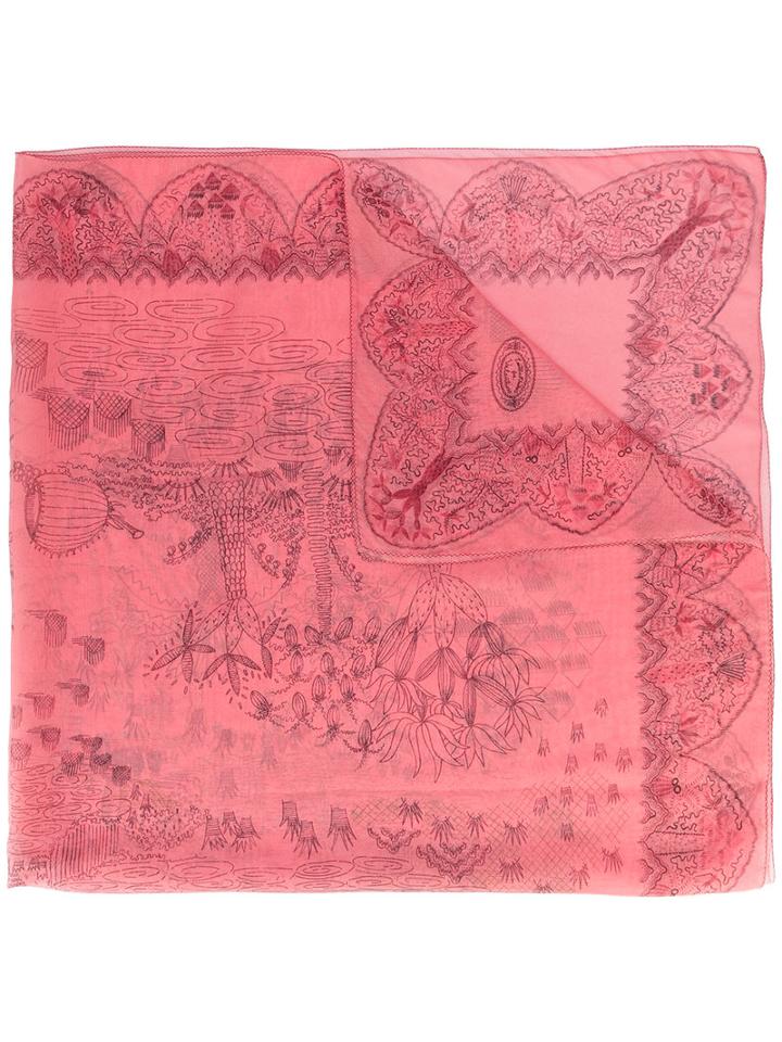 Valentino - Valentino Garavani Garden Of Earthly Delights Scarf - Women - Silk - One Size, Pink/purple, Silk