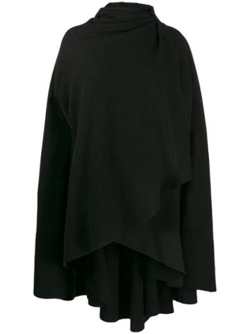 Aganovich Hooded Wrap Front Cape - Black