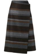 Brunello Cucinelli Striped Midi Skirt - Brown