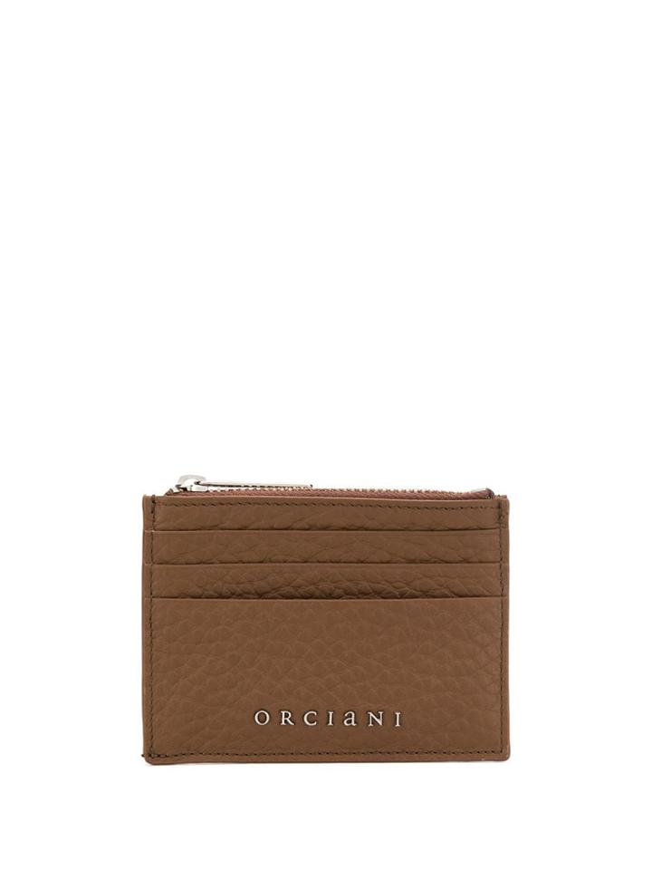 Orciani Logo Zipped Cardholder Wallet - Brown