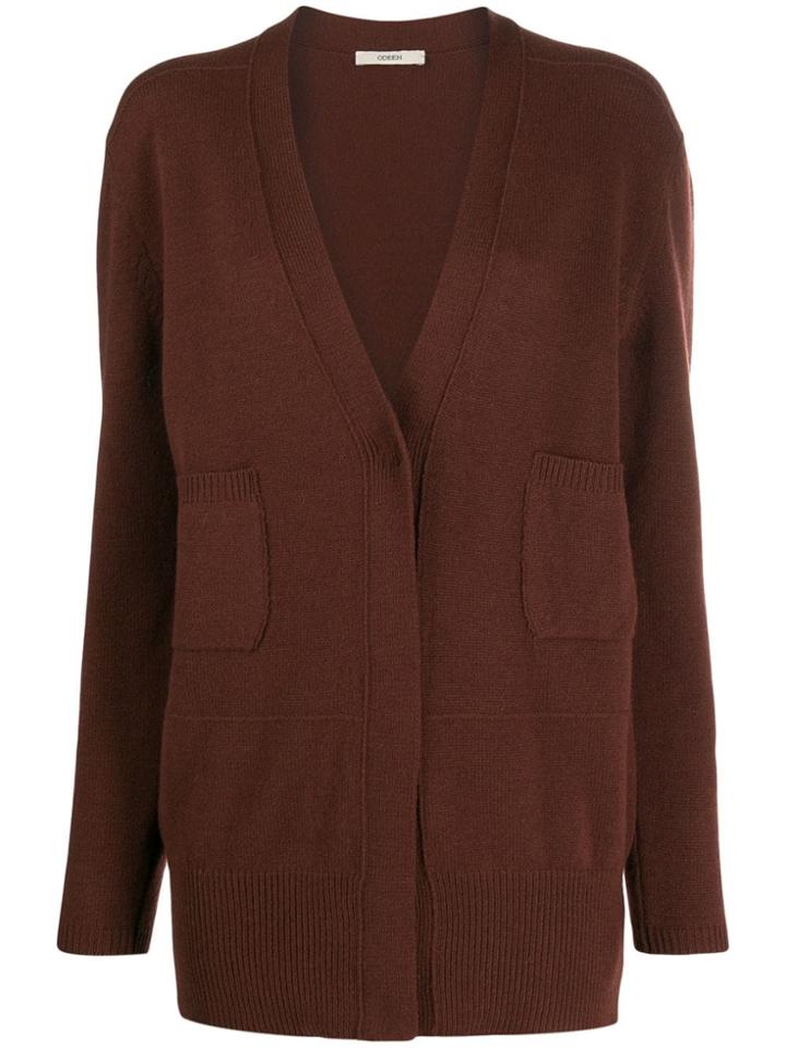 Odeeh Longline V-neck Cardigan - Red