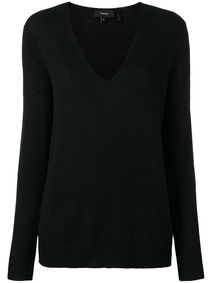 Theory Cashmere V-neck Jumper - Black