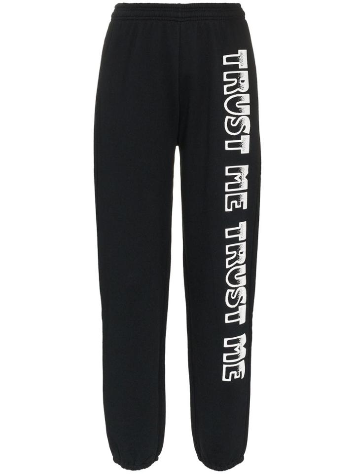 Ashley Williams Text Print Cotton Track Pants - Black