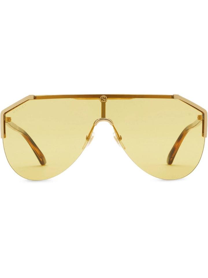 Gucci Eyewear Mask Oversized Sunglasses - Silver