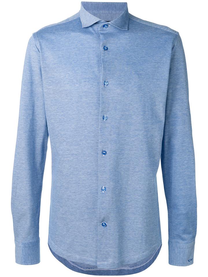 Paul & Shark - Tonal Slim-fit Shirt - Men - Cotton - 42, Blue, Cotton